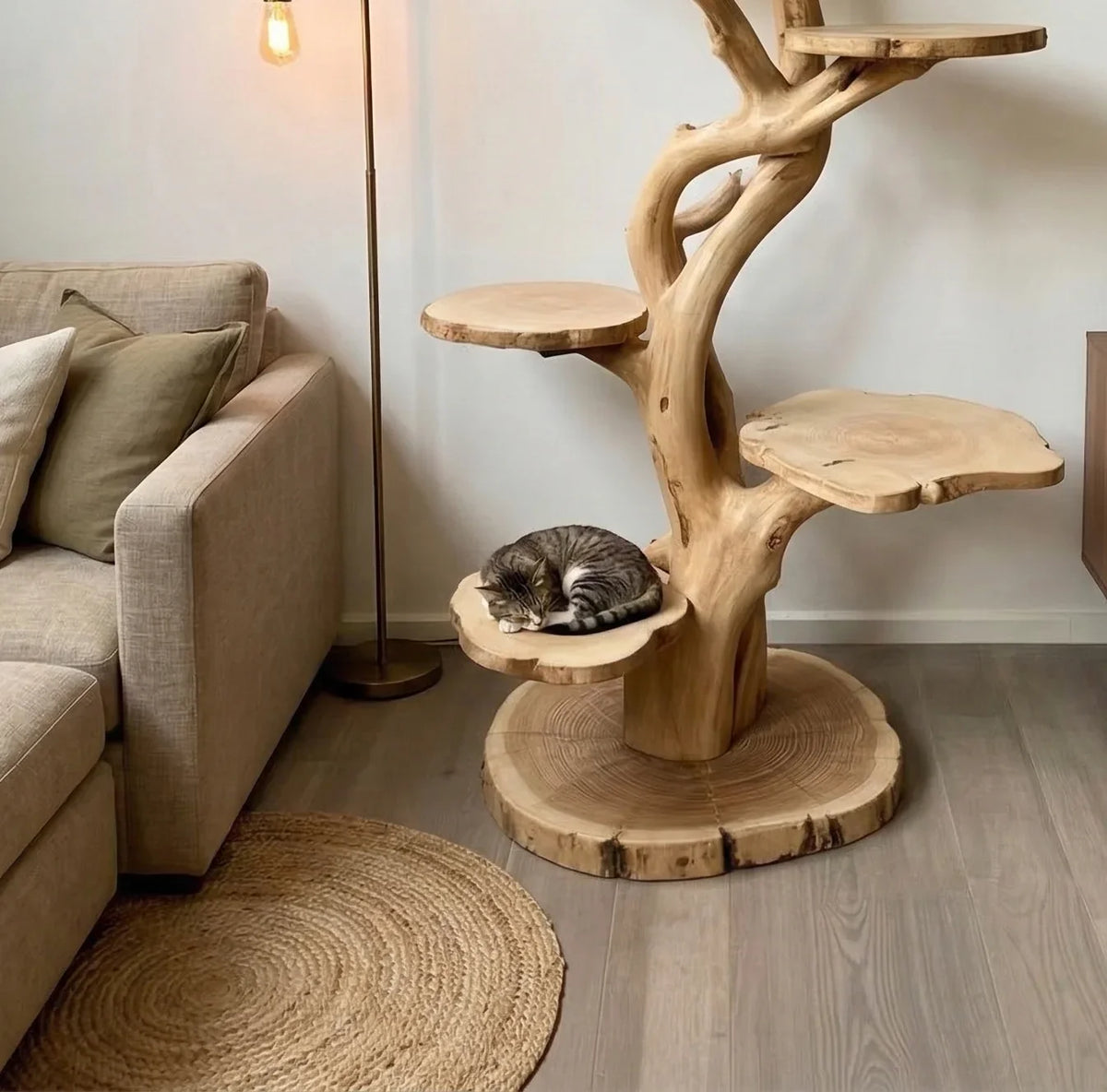 Wooden Cat Tree Furniture – Modern Cat Tower for Home Decor