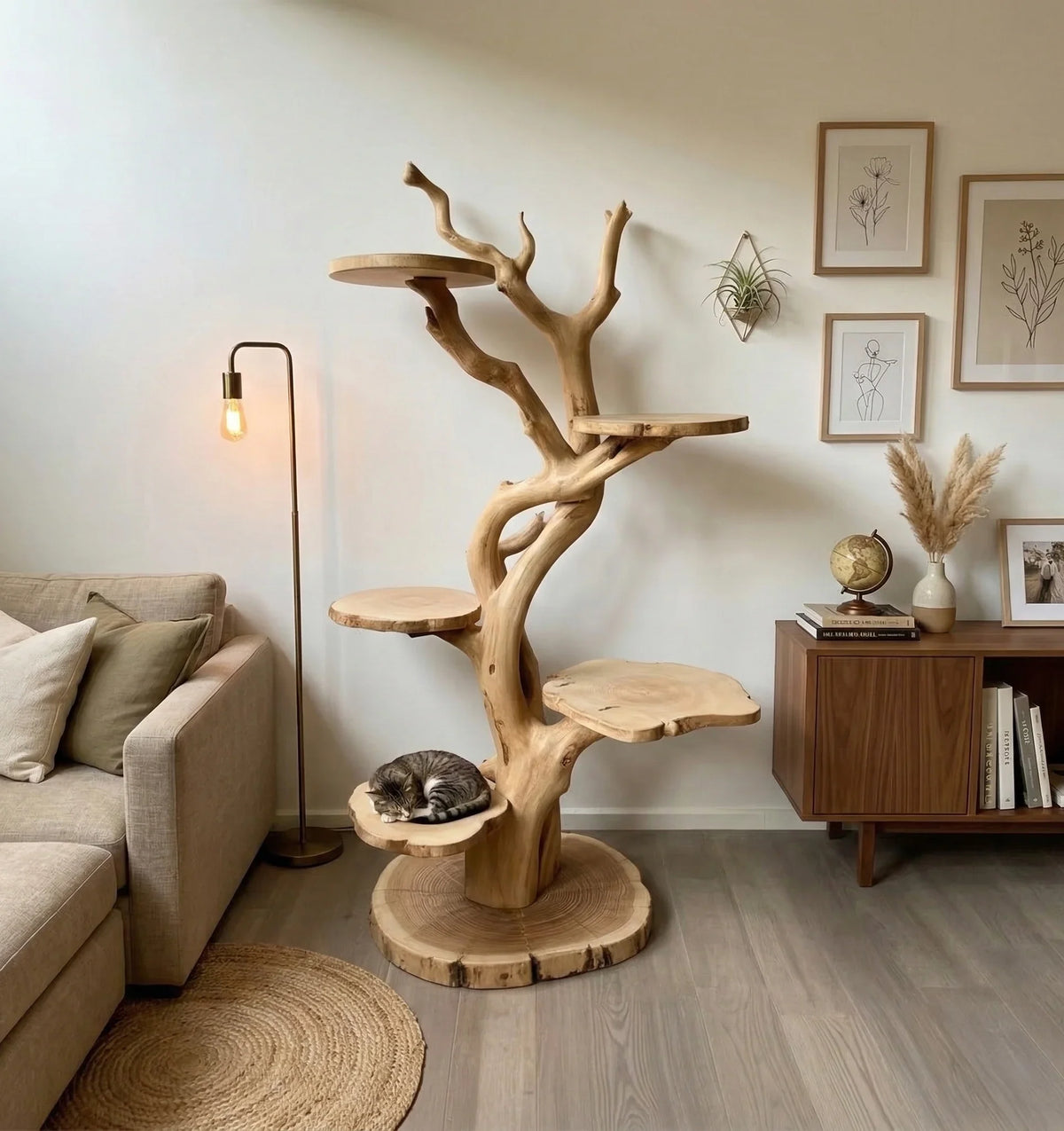 Wooden Cat Tree Furniture – Modern Cat Tower for Home Decor