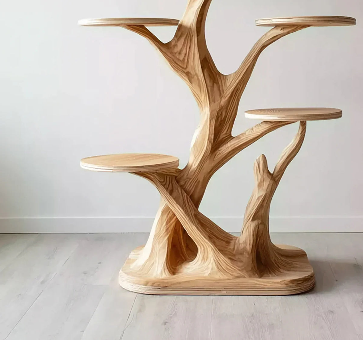 Mid-Century Wooden Cat Tree Tower – Stylish Living Room Cat Furniture