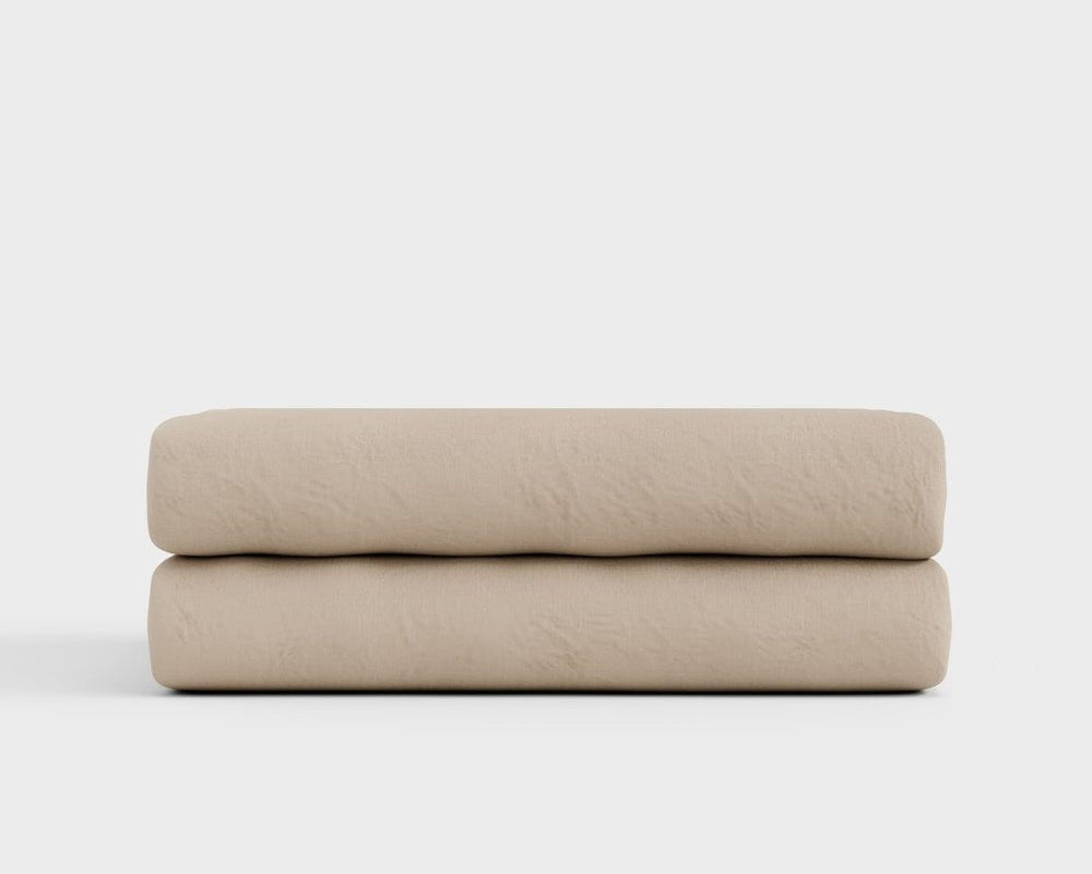 Minimalist European Linen Fitted Sheet - Clay