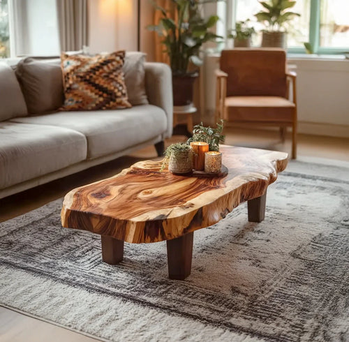 Vintage Inspired Natural Wood Coffee Table For Relaxing Living Room