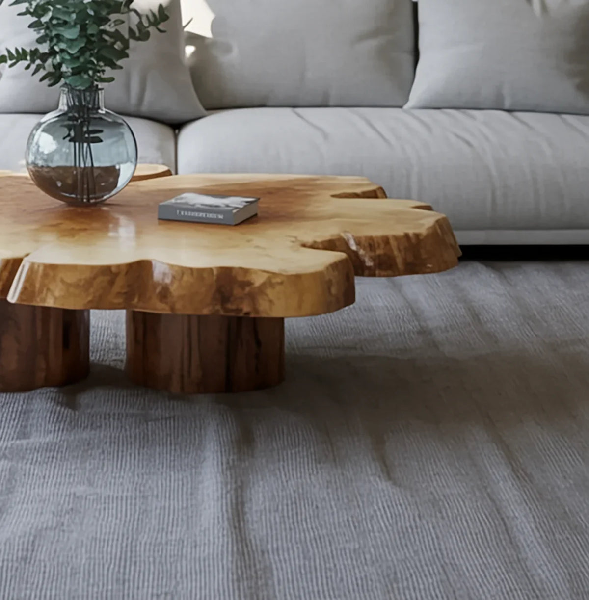 Live edge wood coffee table for rustic and modern home interiors
