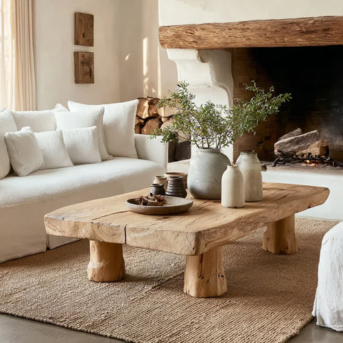 Ashdeco Live Edge Wood Coffee Table – Handcrafted Organic Rustic Design