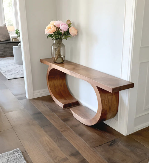 Handcrafted Live Edge Console Table, Sculptural Organic Wood Entryway Furniture