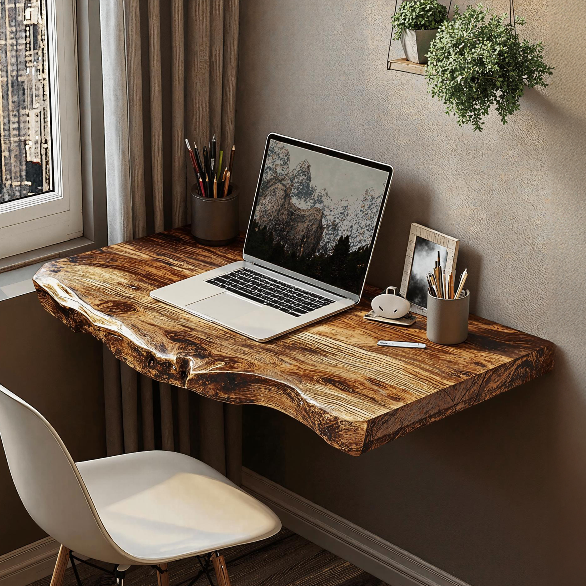 Farmhouse Solid Wood Floating Desk For Nature Inspired Home Styling SILDTFLD015