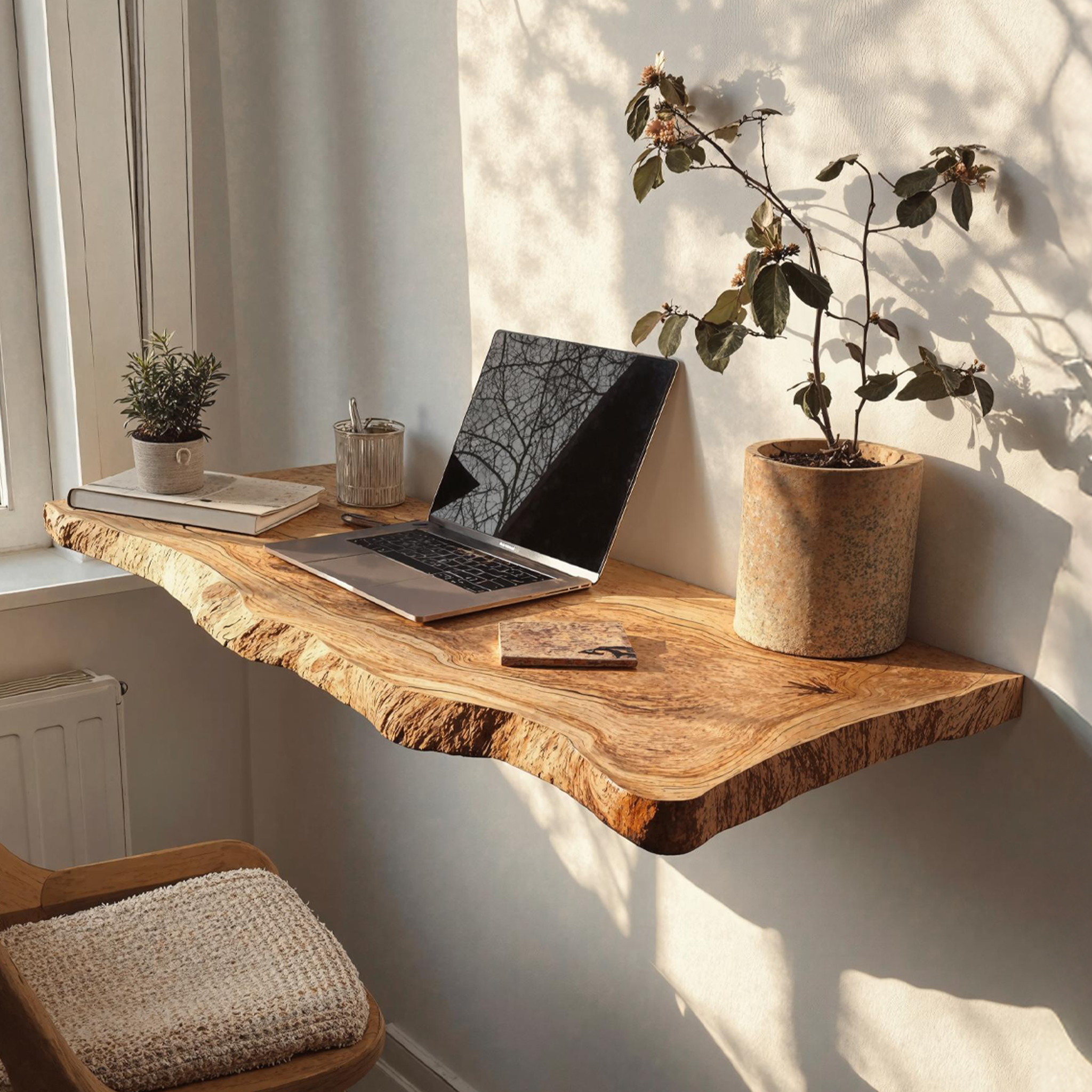 Farmhouse Solid Wood Floating Desk For Sophisticated Furniture Layout SILDTFLD035