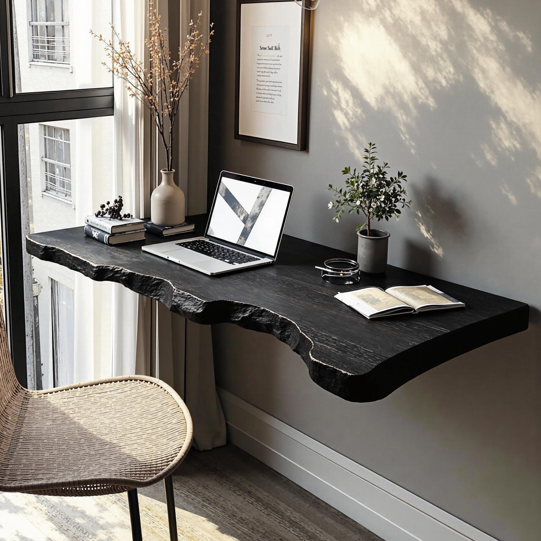 Farmhouse Solid Wood Floating Desk For Living Room Decor SILDTFLD007