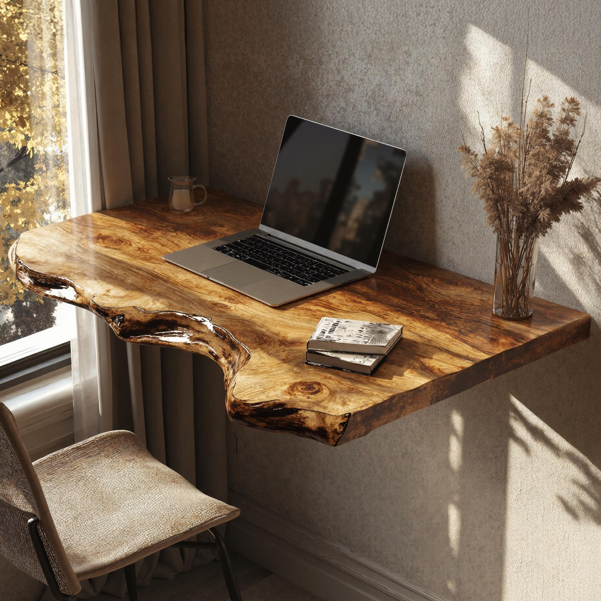 Rustic Wooden Floating Table For Harmonious Bedroom Furnishing SILDTFLD018