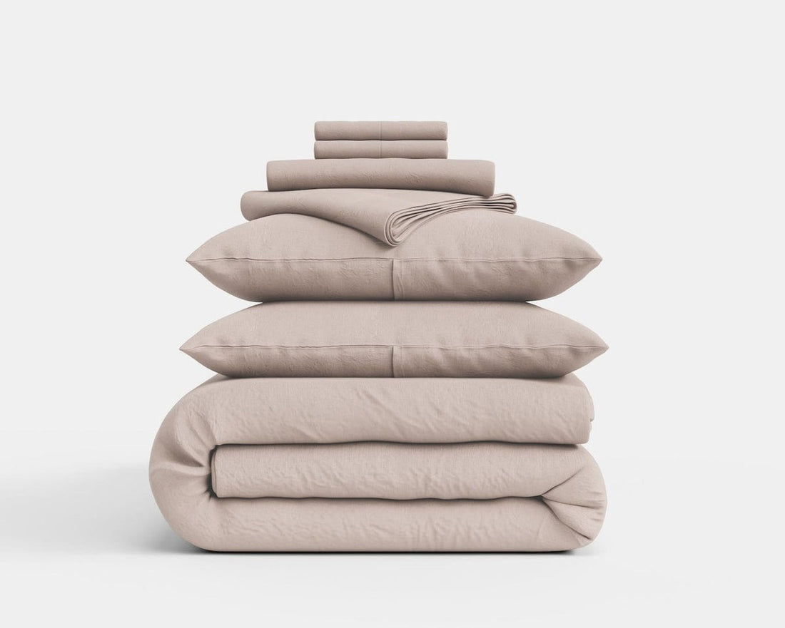 Modern Flax Linen Bedding Set (Sheet & Duvet Set) - Cream