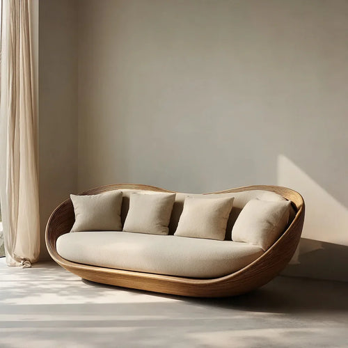 Artistic Wooden Sofa – Sculptural Modern Living Room Seating