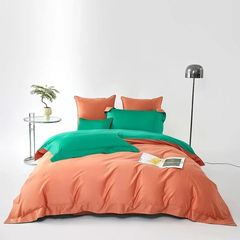 Modern Green & Orange Duvet Cover Set