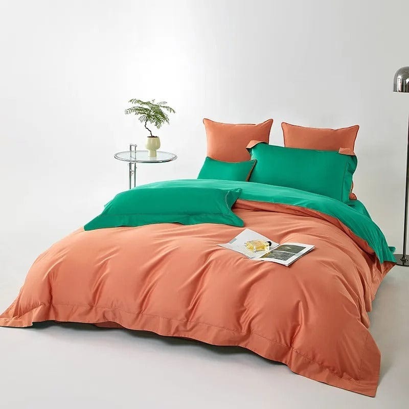 Modern Green & Orange Duvet Cover Set