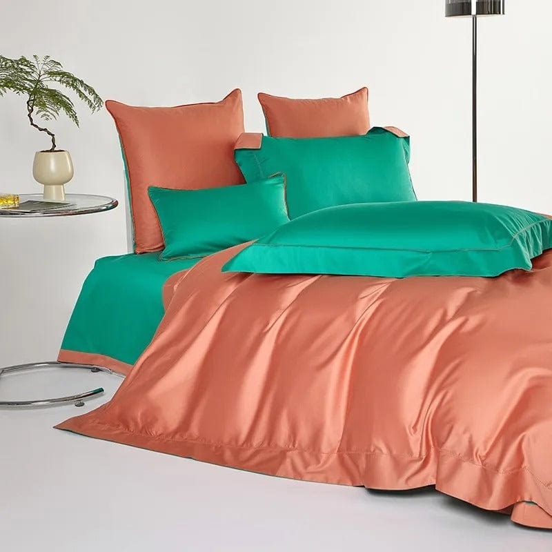 Modern Green & Orange Duvet Cover Set