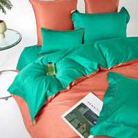 Modern Green & Orange Duvet Cover Set