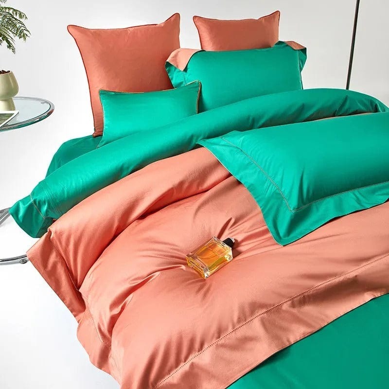 Modern Green & Orange Duvet Cover Set