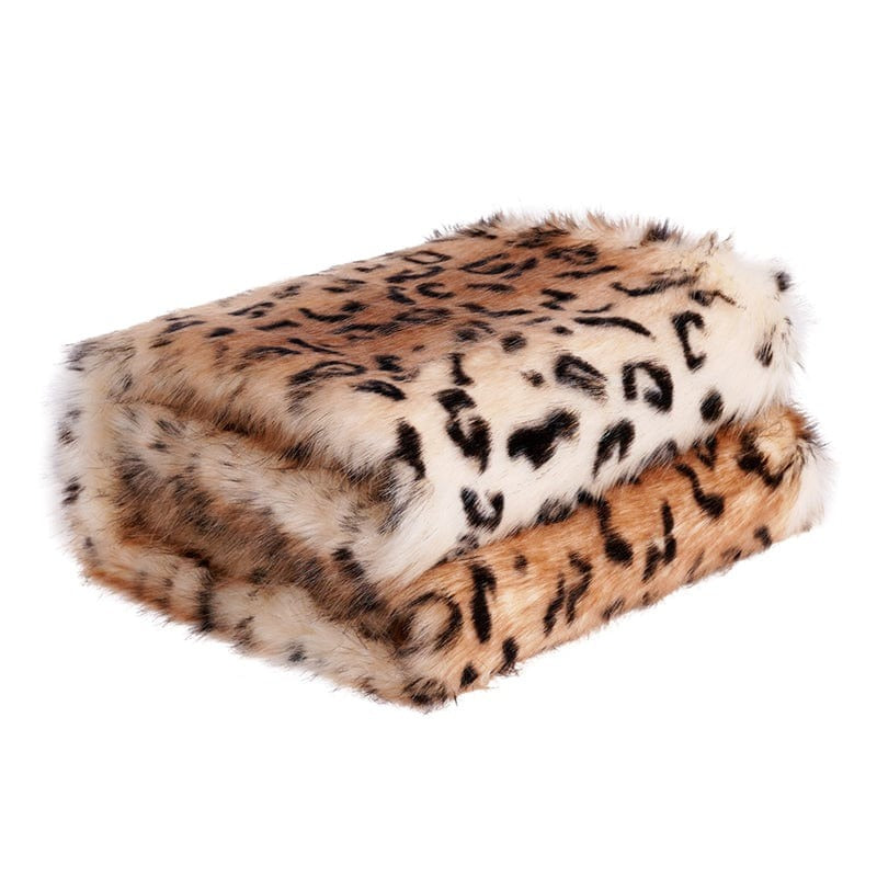 Luxurious Leopard Faux-Fur Blanket Throw