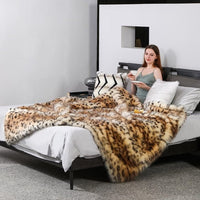 Luxurious Leopard Faux-Fur Blanket Throw