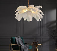 Elegant Ostrich Feather Pendant Chandelier