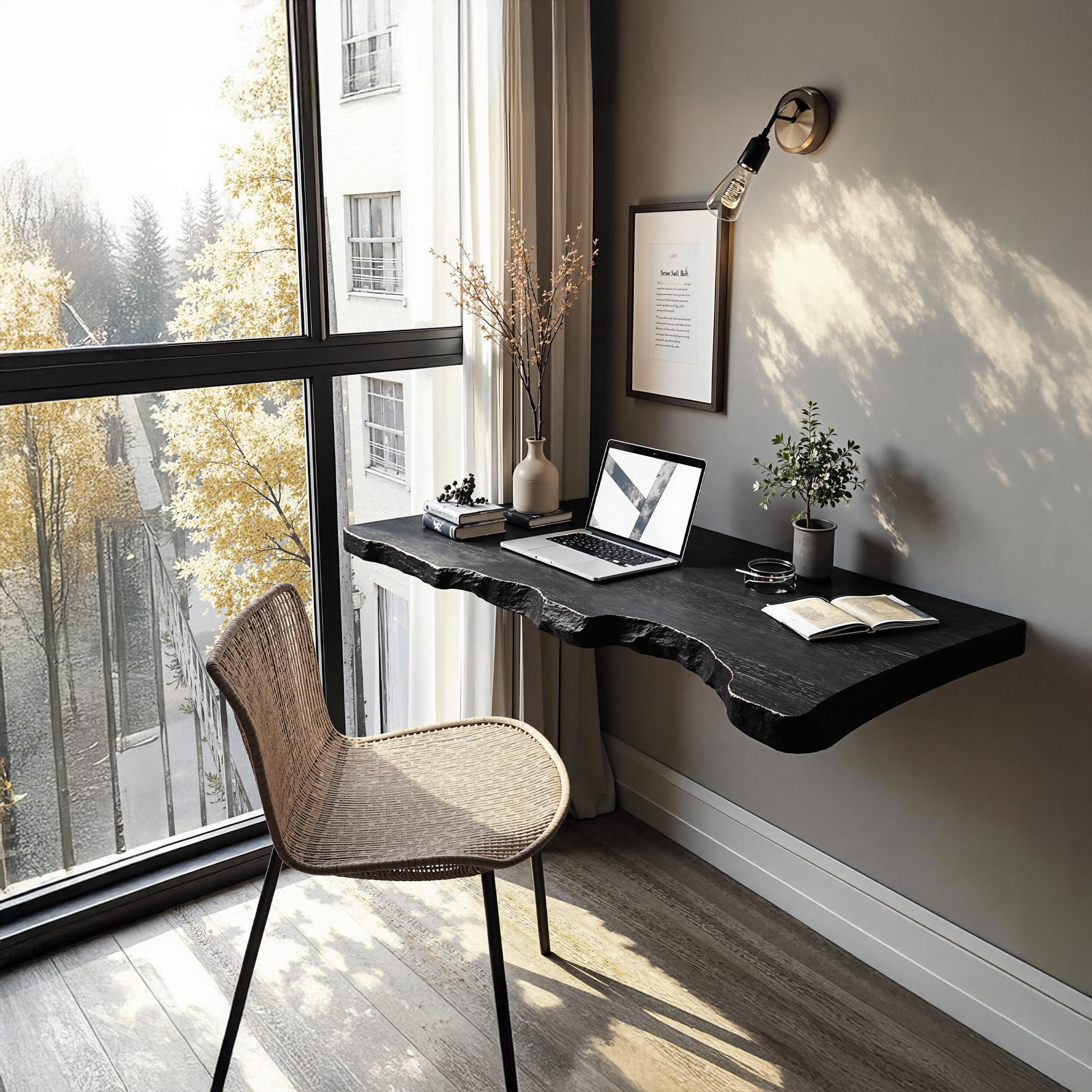 Farmhouse Solid Wood Floating Desk For Living Room Decor SILDTFLD007