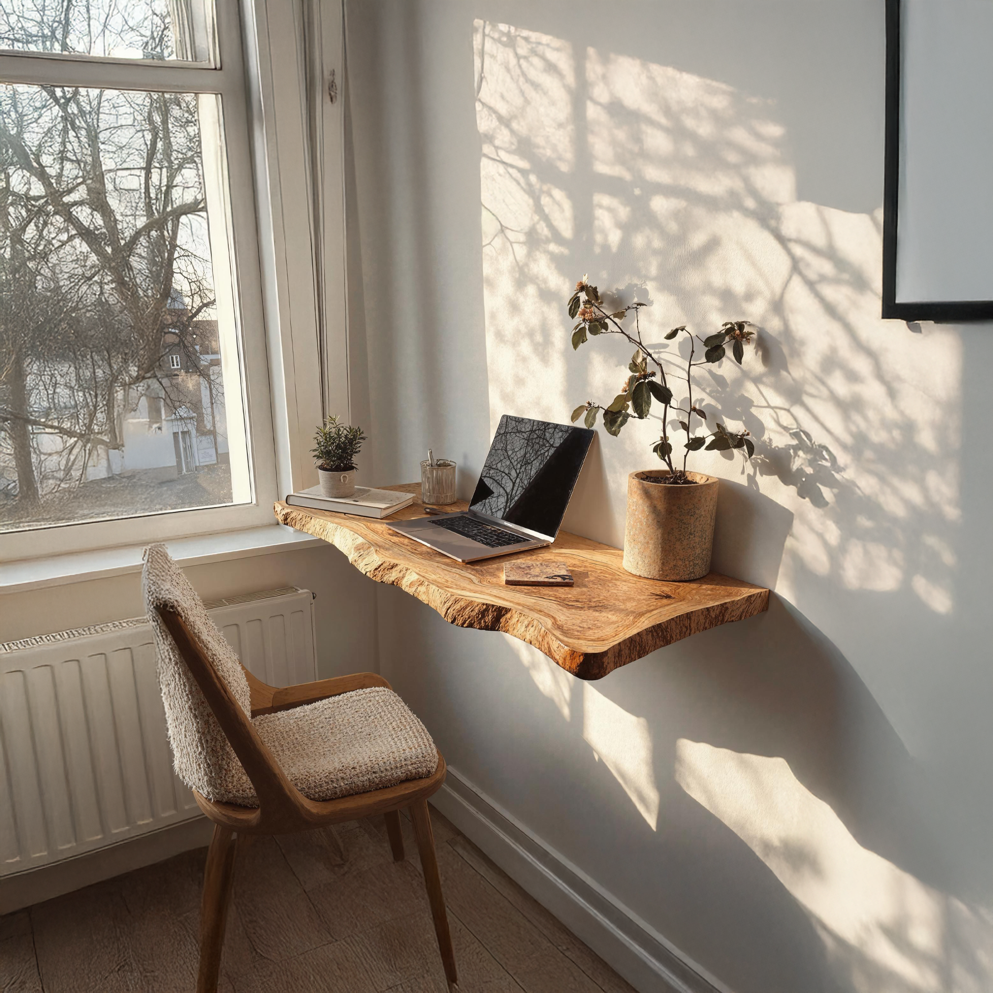 Farmhouse Solid Wood Floating Desk For Sophisticated Furniture Layout SILDTFLD035
