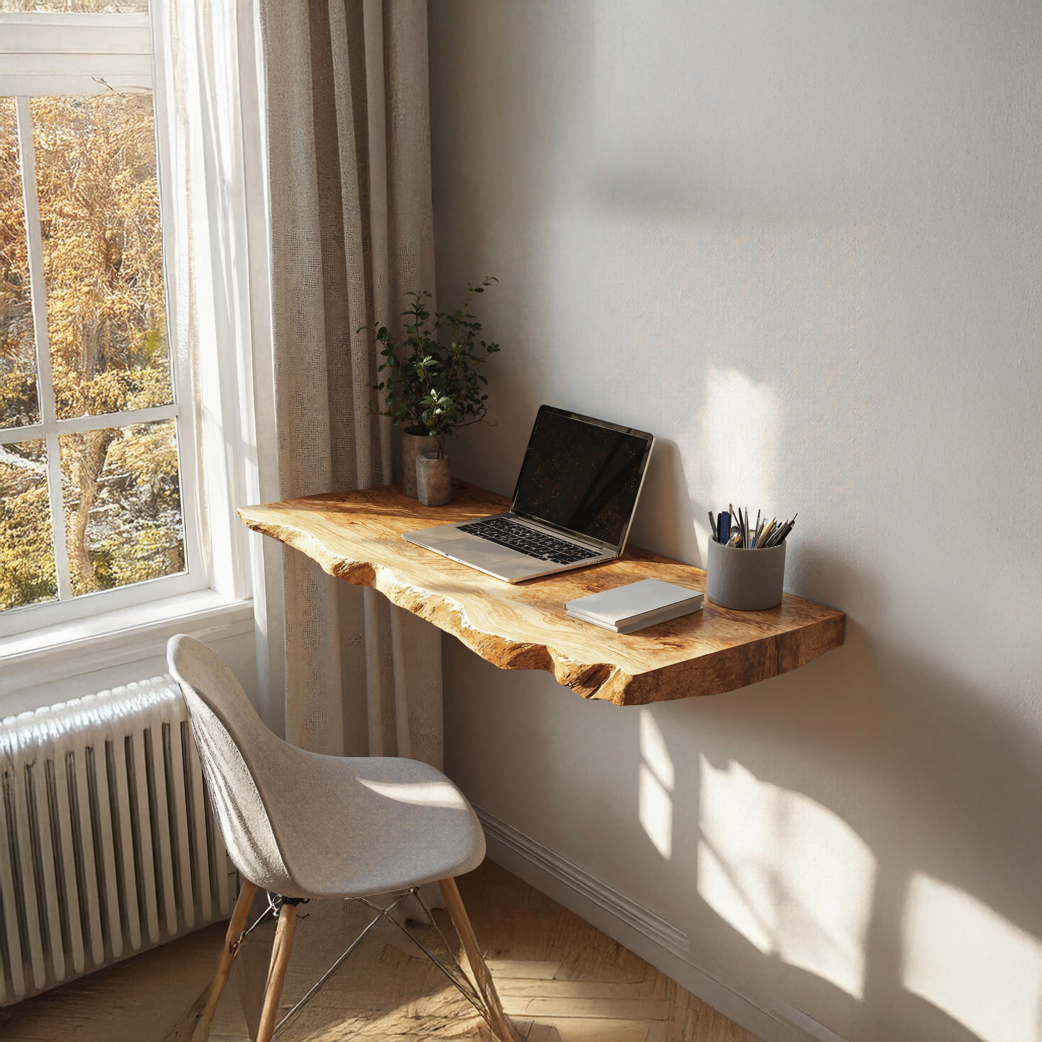 Rustic Wooden Floating Table For Thoughtful Bedroom Decoration SILDTFLD030