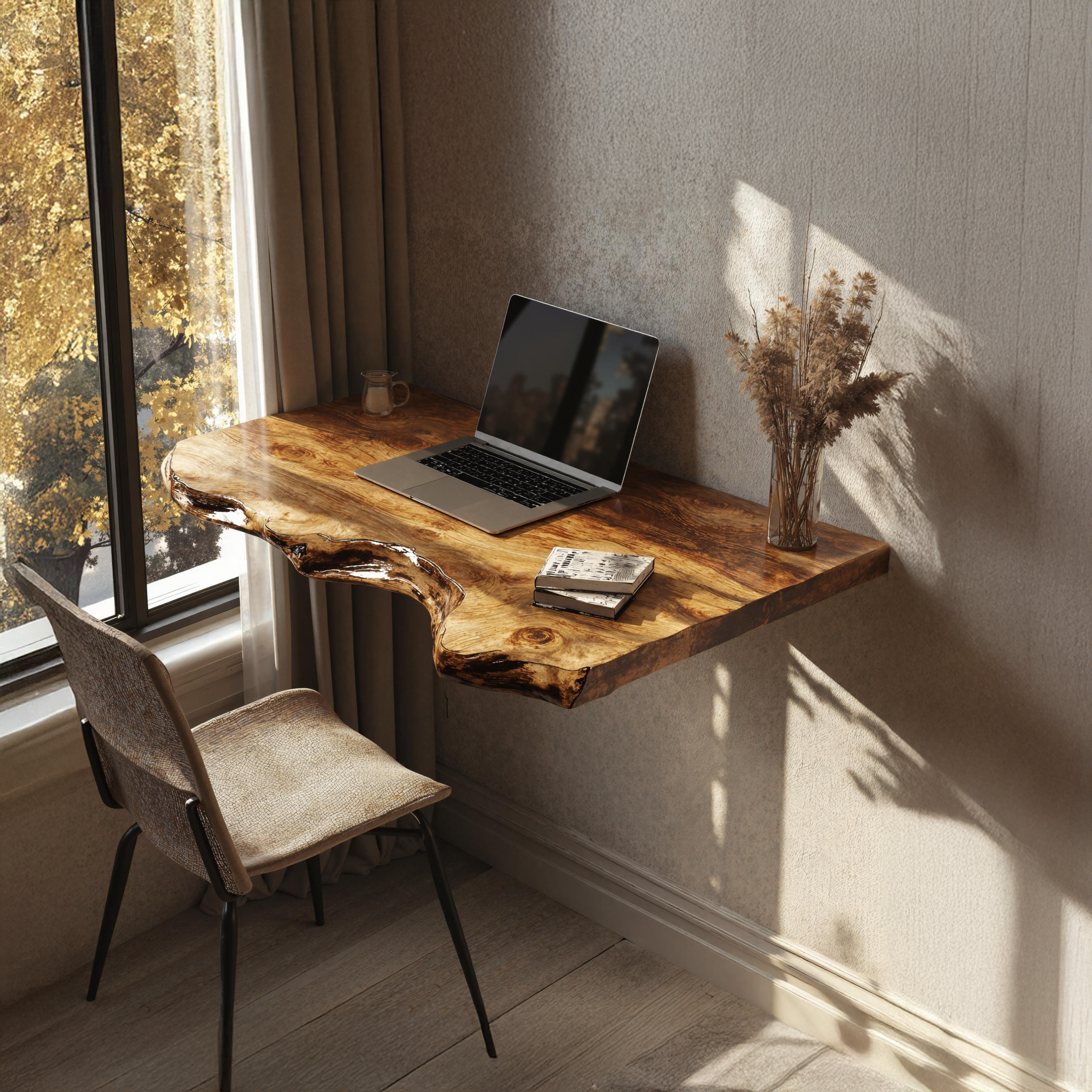 Rustic Wooden Floating Table For Harmonious Bedroom Furnishing SILDTFLD018