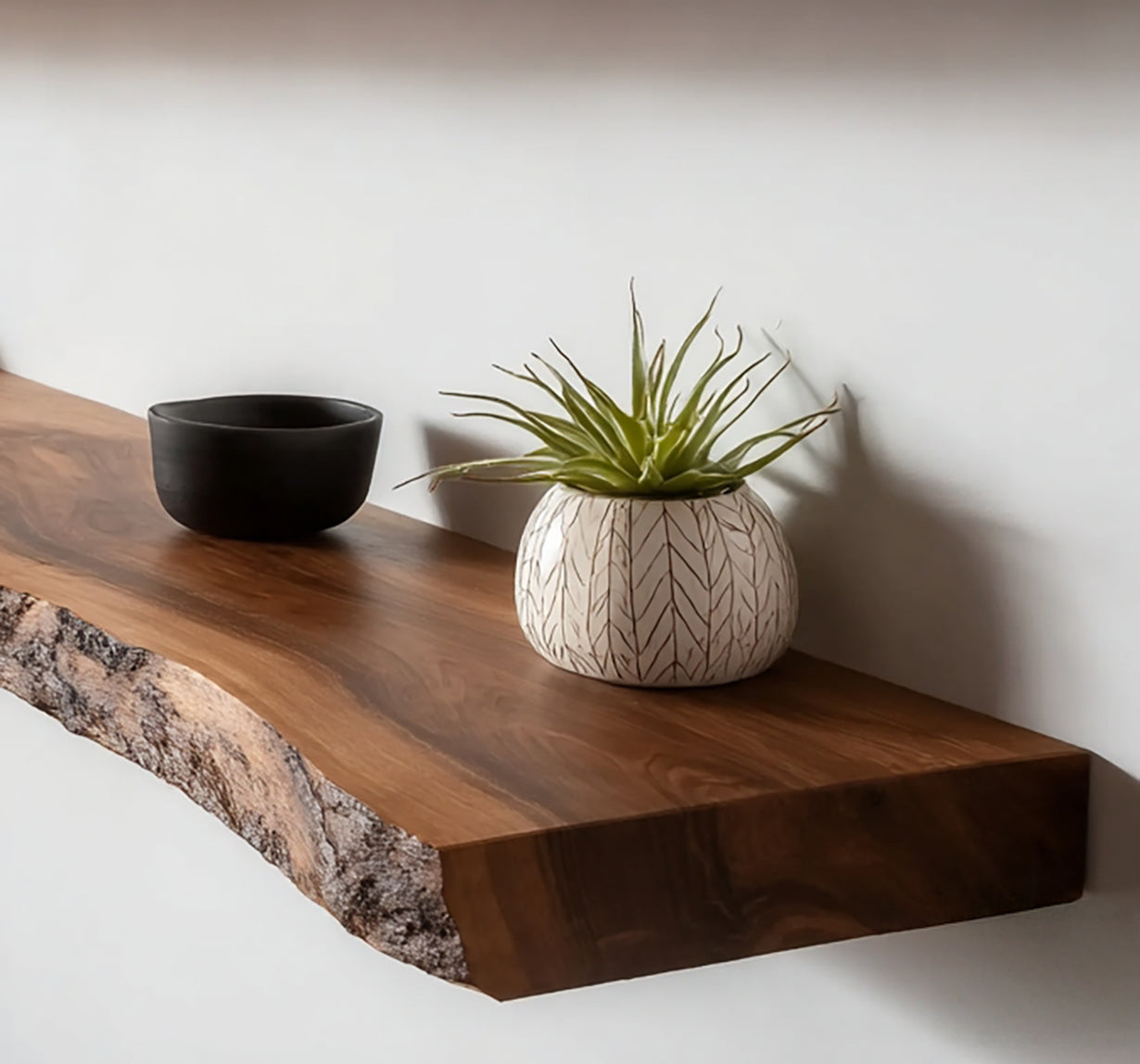 Live Edge Floating Wood Shelves – Handcrafted Solid Wood Wall Shelving