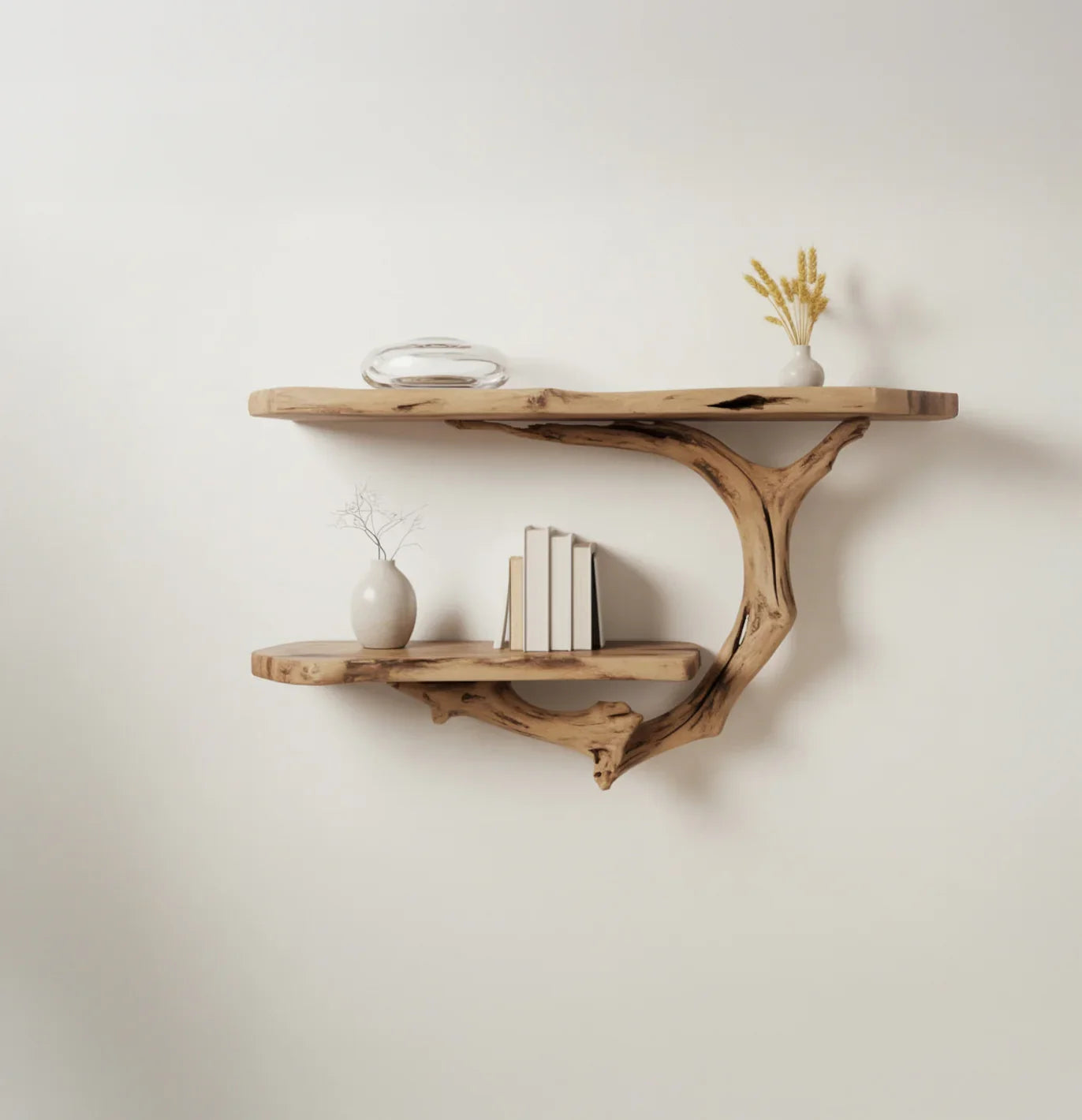 Driftwood Shelf – Handcrafted Solid Wood Wall Art & Bookshelf