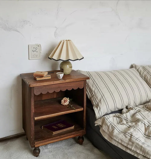Rustic Solid Wood Bedside Table – Handmade Mid Century Modern Nightstand