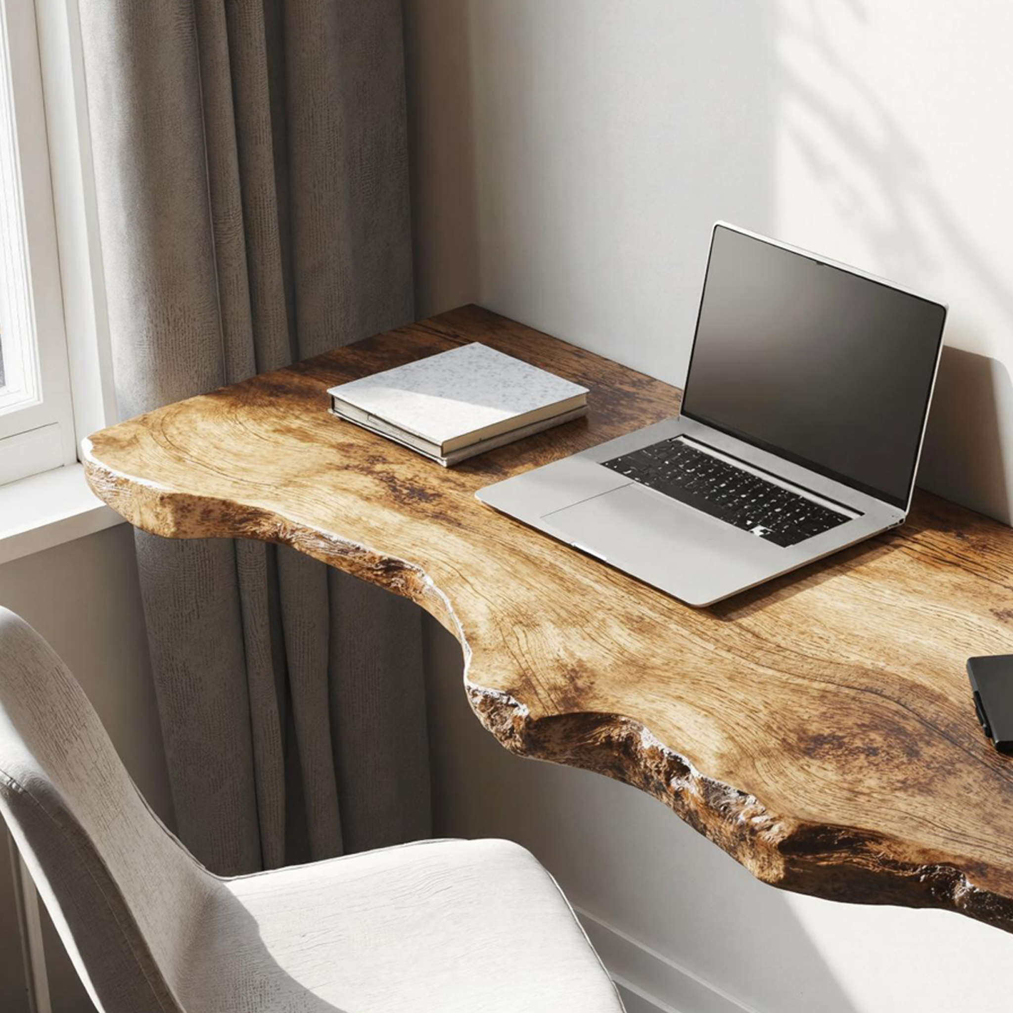 Farmhouse Solid Wood Floating Desk For Organic Living Room Design SILDTFLD027