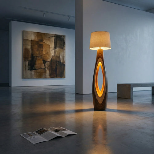 Vessel Wooden Floor Lamp - Driftwood Standing Light With Dual Openings & Inner Glow