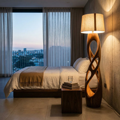 Sculpted Wooden Floor Lamp - Driftwood Standing Light With Inner Glow