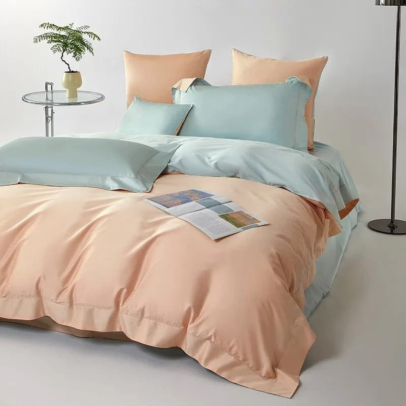 Dreamy Blue & Peach Duvet Cover Set