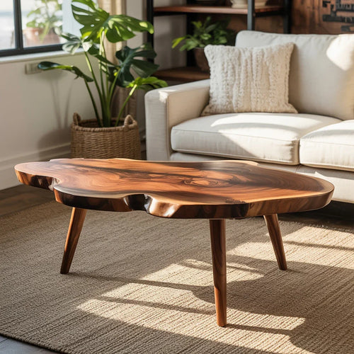 Live Edge Coffee Table, Solid Wood Handmade Rustic Organic Living Room Table