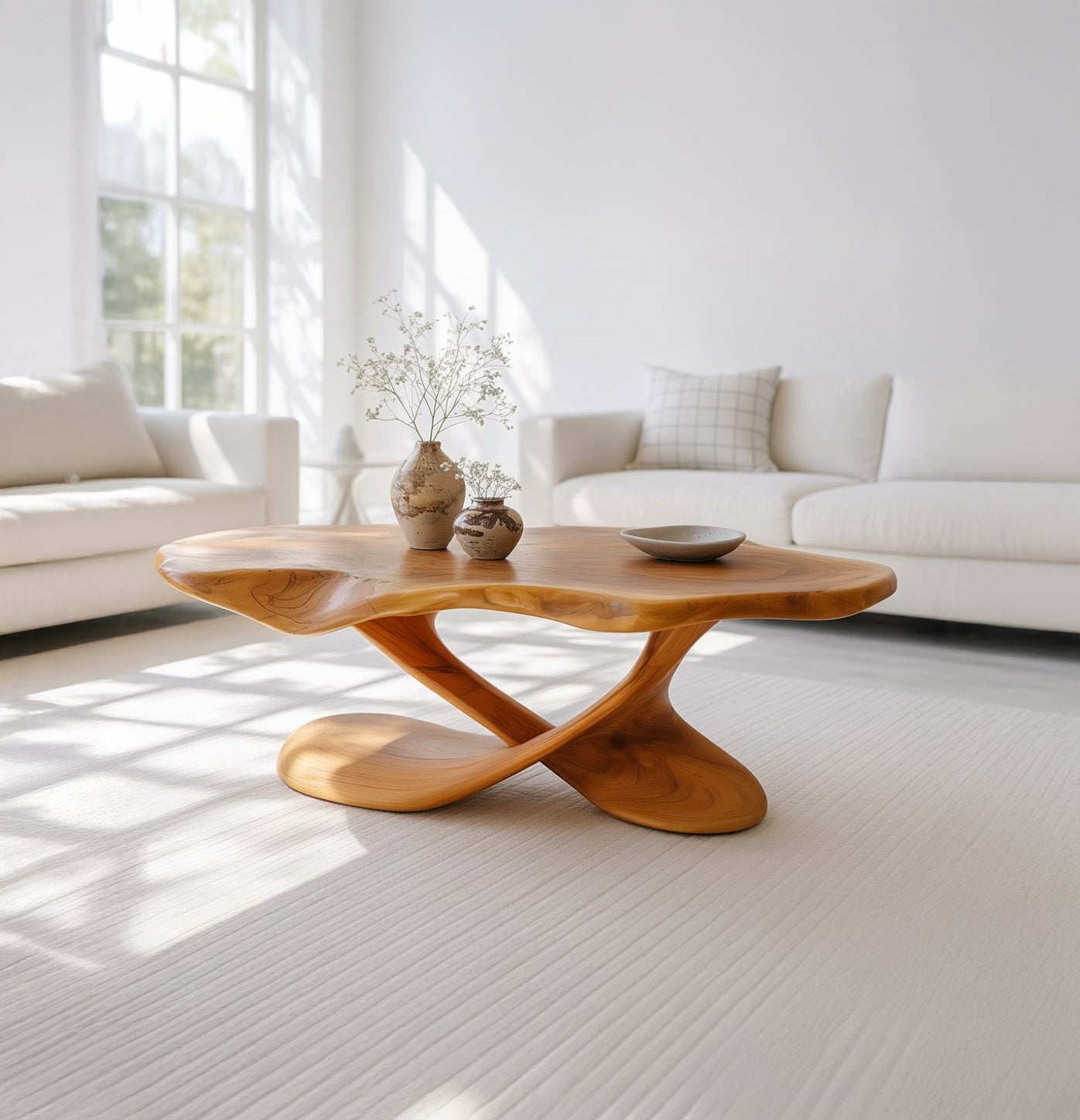 Wood Coffee Table, Organic Modern Solid Wood Living Room Table