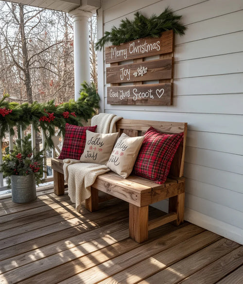 Ashdeco Farmhouse Wooden Bench – Handmade Solid Wood Porch & Entryway Seating
