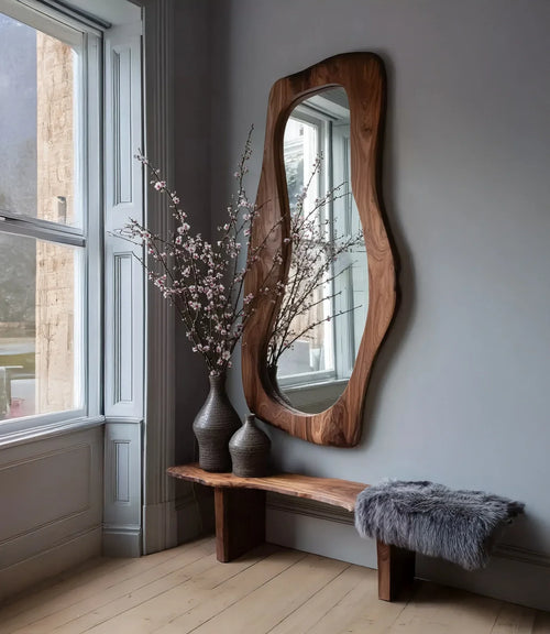 Live Edge Wood Wall Art & Floor Mirror Frame – Unique Home Decor