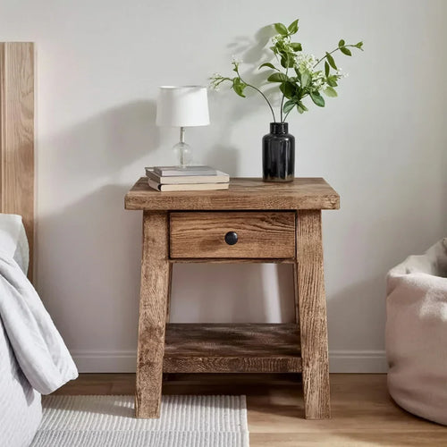 Rustic Reclaimed Wood Nightstand with Drawer – Handmade Barnwood Table