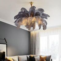 Elegant Ostrich Feather Pendant Chandelier