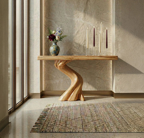 Handcrafted Live Edge Console Table – Rustic Solid Wood Entryway Decor