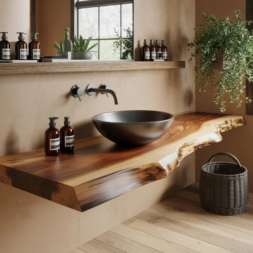 Ashdeco Solid Wood Vanity Shelf – Rustic Bathroom Decor Housewarming Gift