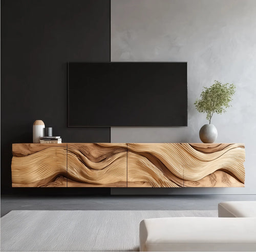 Custom Live Edge TV Stand – Rustic Floating TV Cabinet, Handmade Farmhouse Console, Unique Storage Furniture