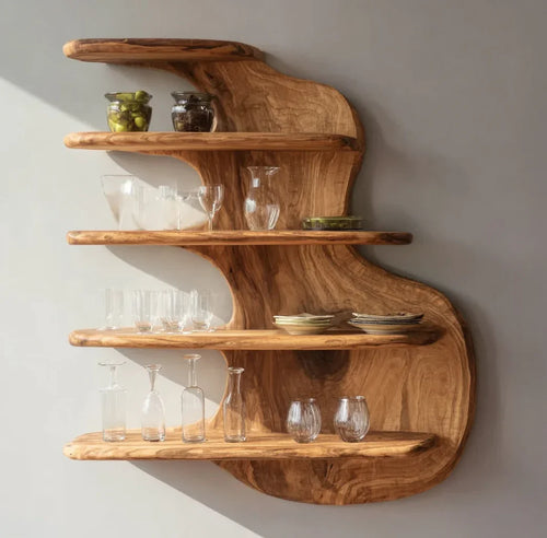 Handmade Floating Kitchen Cabinet – Rustic Farmhouse Live Edge Wall Shelf Storage