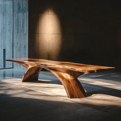 Handcrafted Sculptural Bench – Minimalist Solid Wood Entryway Seating