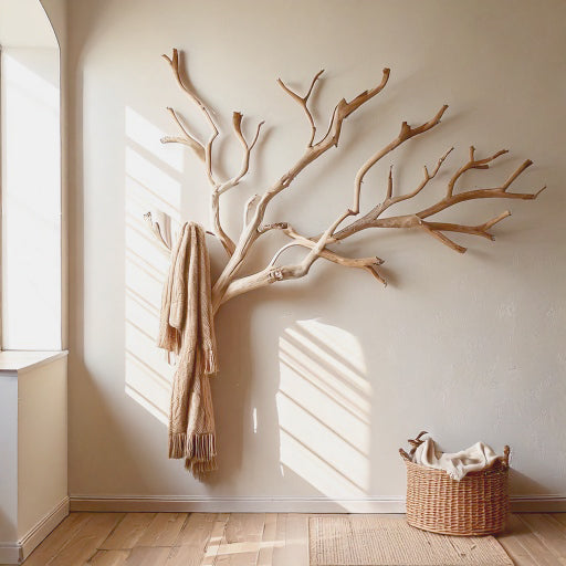 Custom Wood Coat Rack – Driftwood Wall Mount Clothes Rack with Unique Hooks