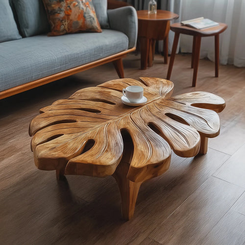 Handmade Solid Wood Coffee Table: Boho Modern Style