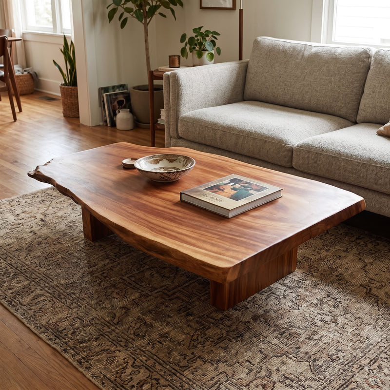 Rustic Low Coffee Table – Live Edge Reclaimed Wood for Dining or Farmhouse Living Rooms