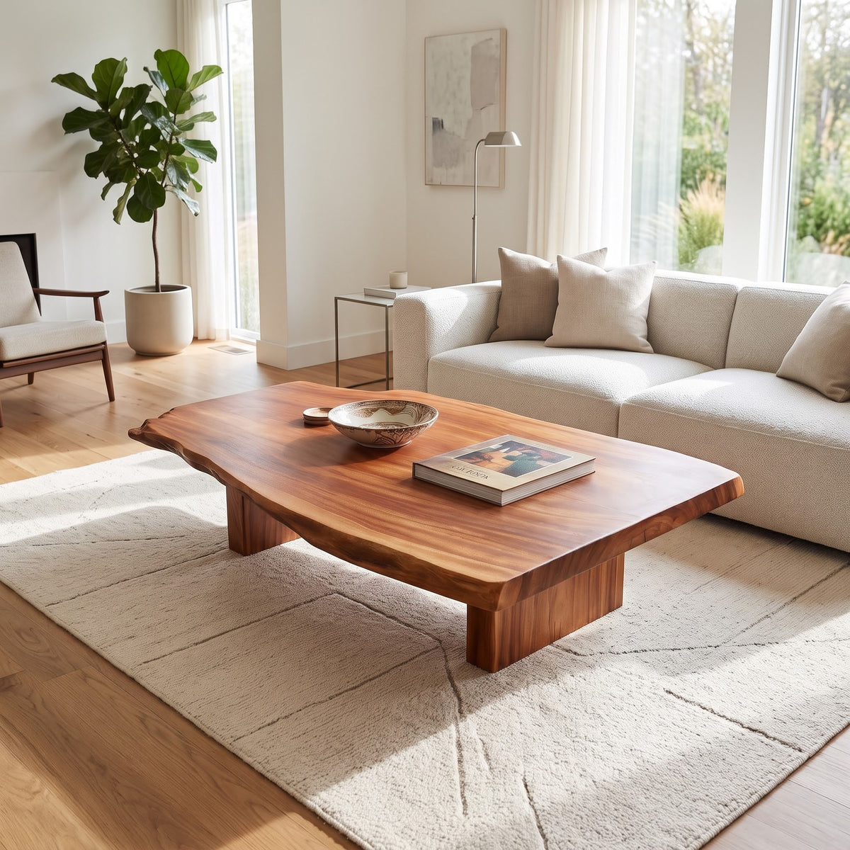 Rustic Low Coffee Table – Live Edge Reclaimed Wood for Dining or Farmhouse Living Rooms