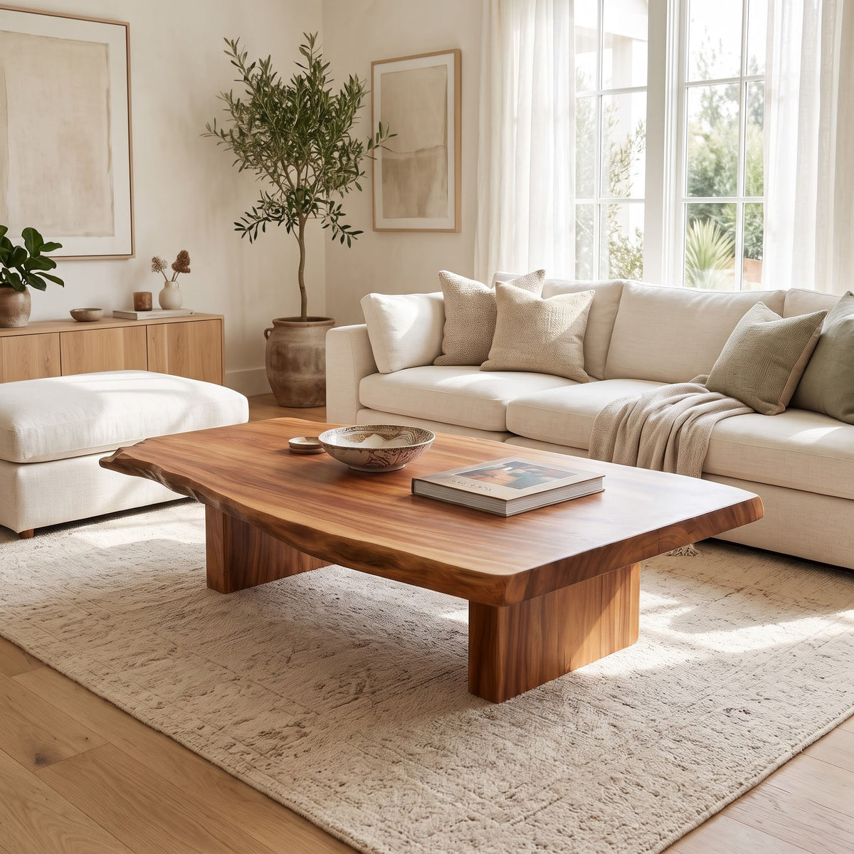 Rustic Low Coffee Table – Live Edge Reclaimed Wood for Dining or Farmhouse Living Rooms