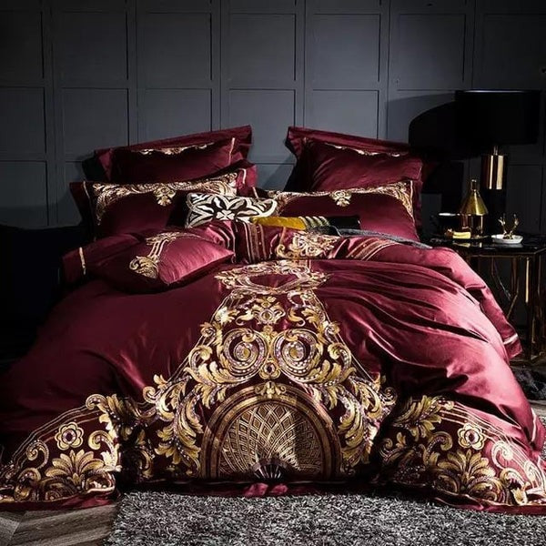 Luxurious Red & Gold Duvet Cover Set